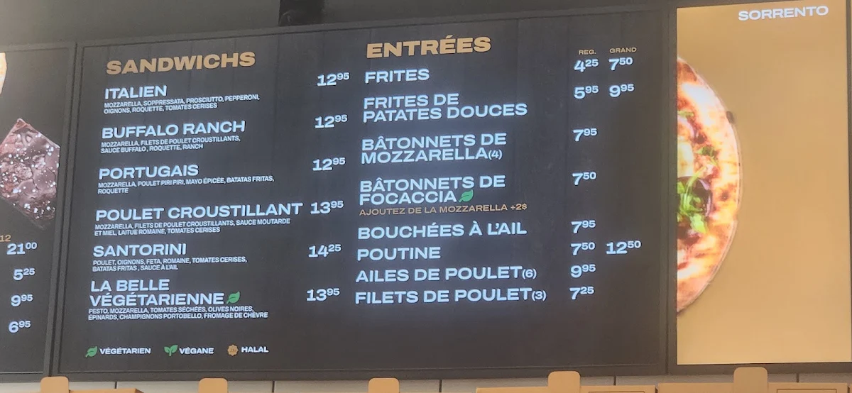 Menu, Pizzeria Bros (Beloeil)
