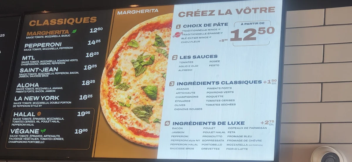 Menu, Pizzeria Bros (Beloeil)