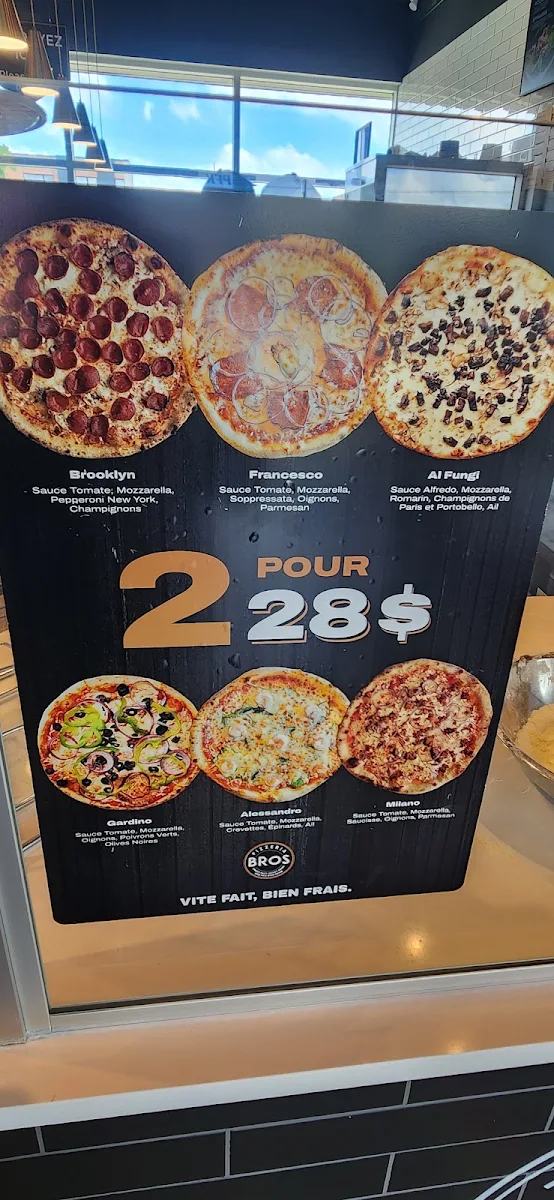 Menu, Pizzeria Bros (Beloeil)