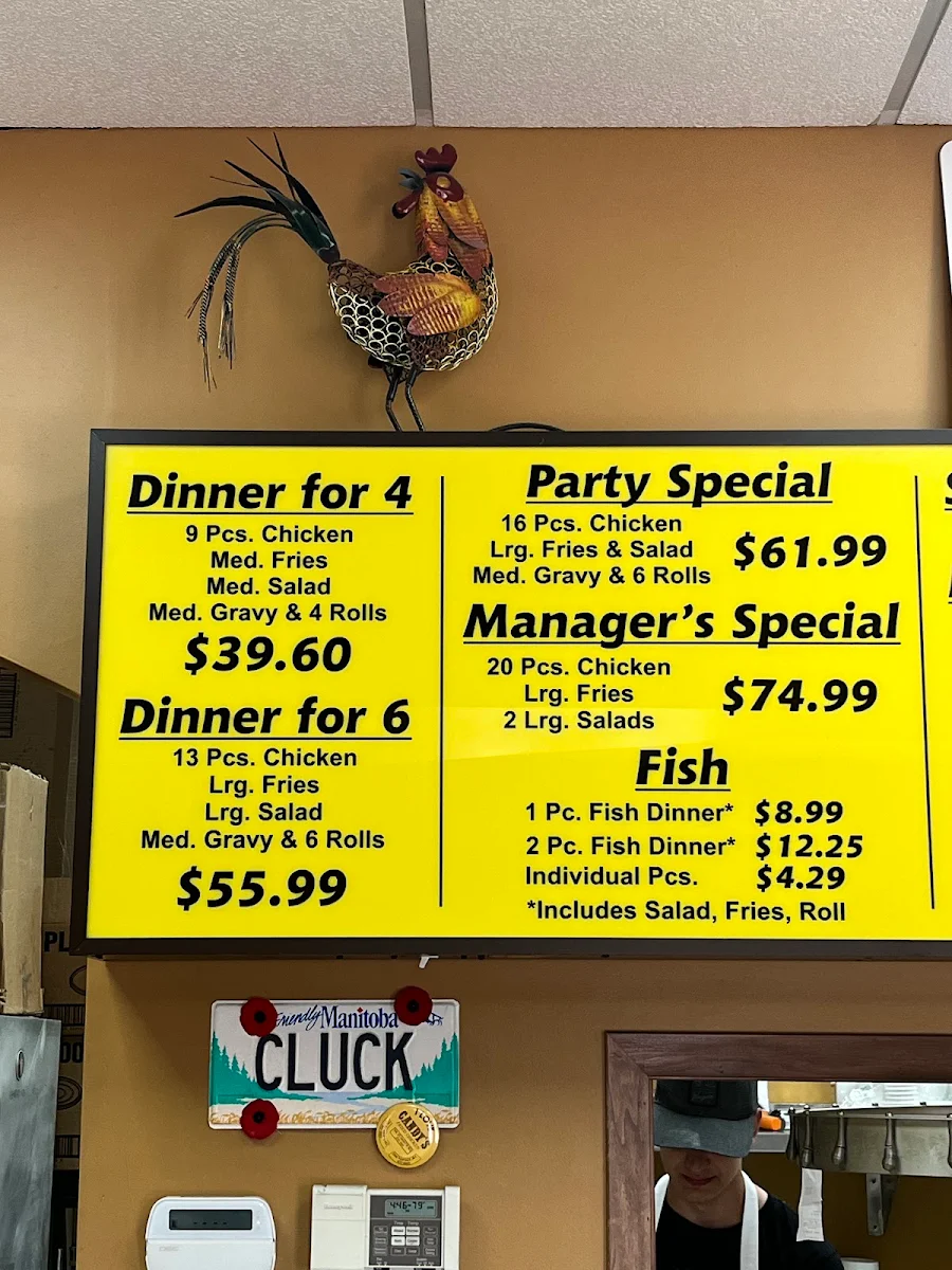 Menu, Candy's Fried Chicken