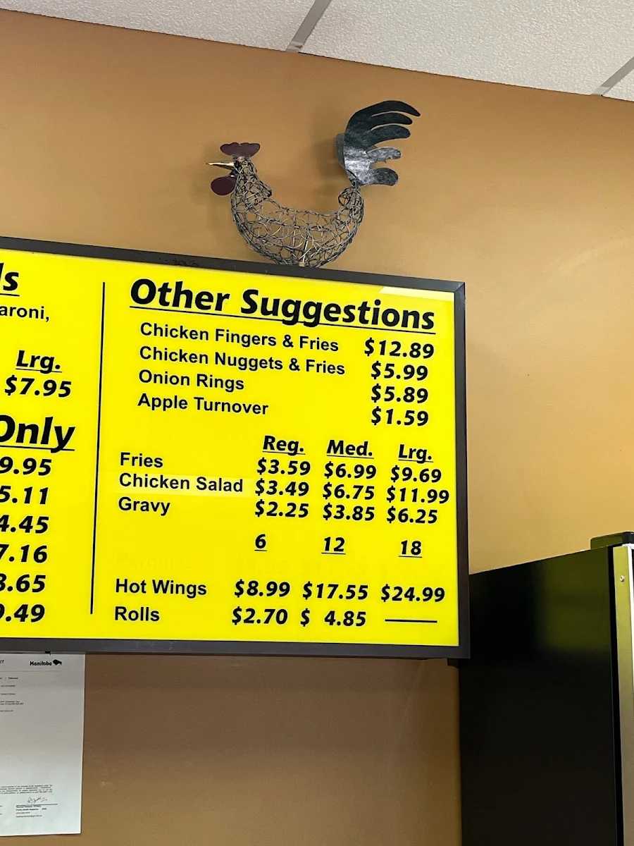 Menu, Candy's Fried Chicken