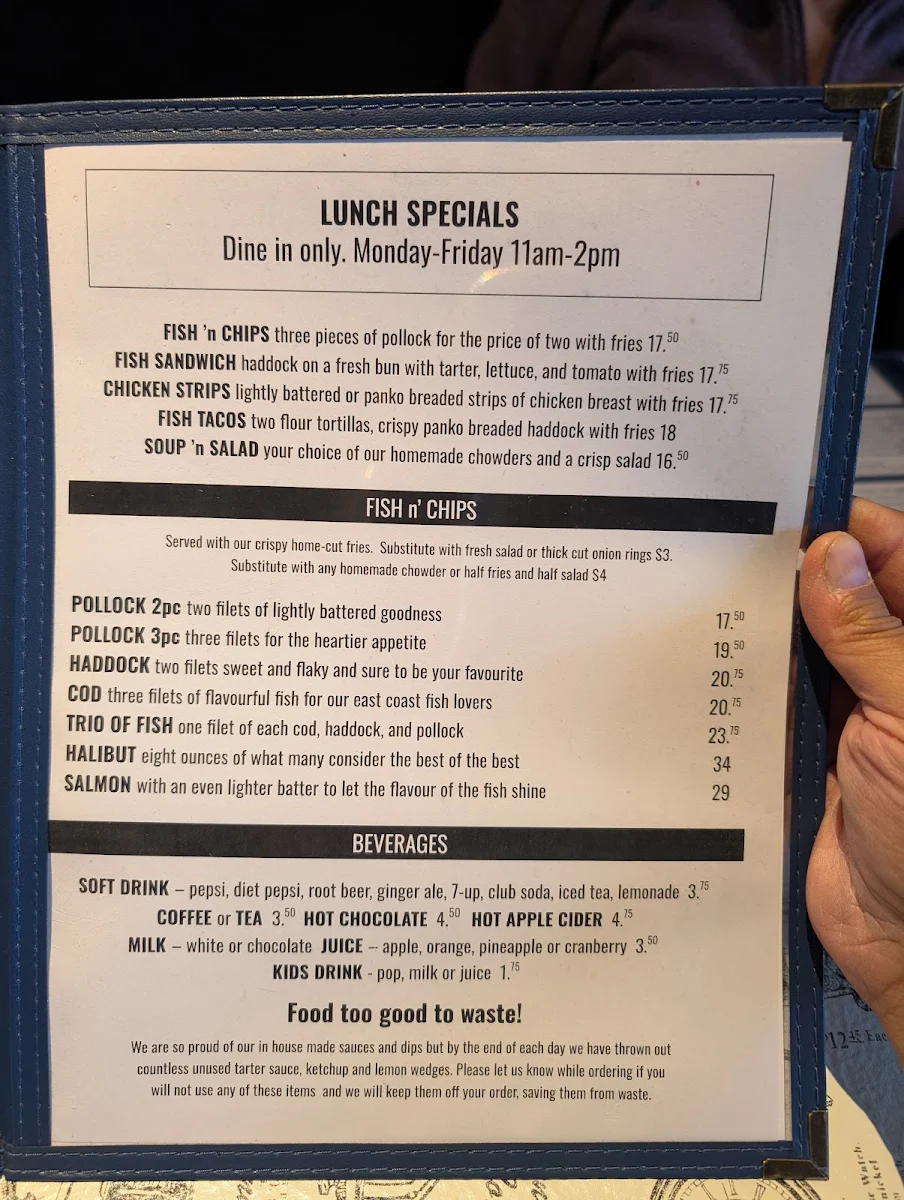 Menu, Pelican Pier