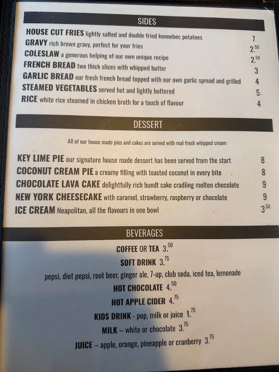 Menu, Pelican Pier