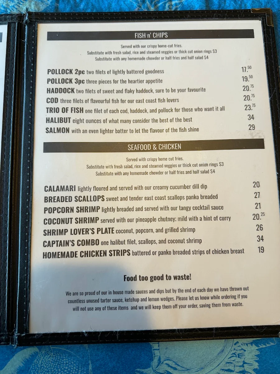 Menu, Pelican Pier