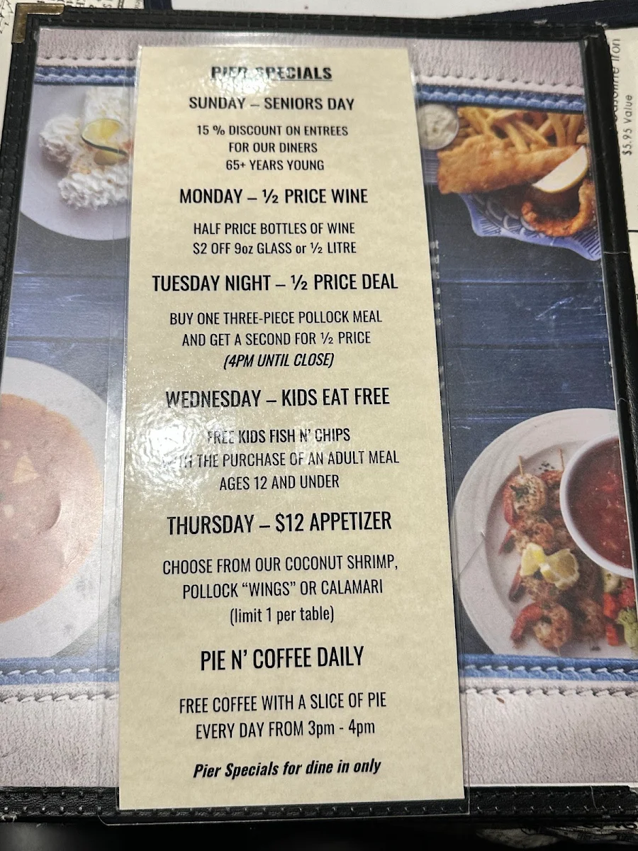 Menu, Pelican Pier