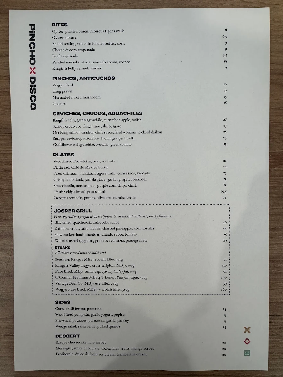 Menu, Pincho Disco