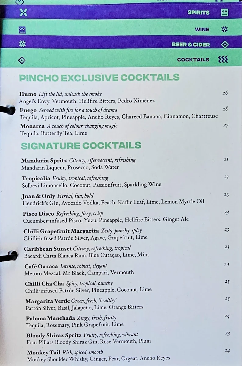 Menu, Pincho Disco