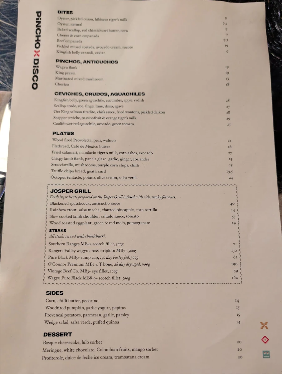 Menu, Pincho Disco
