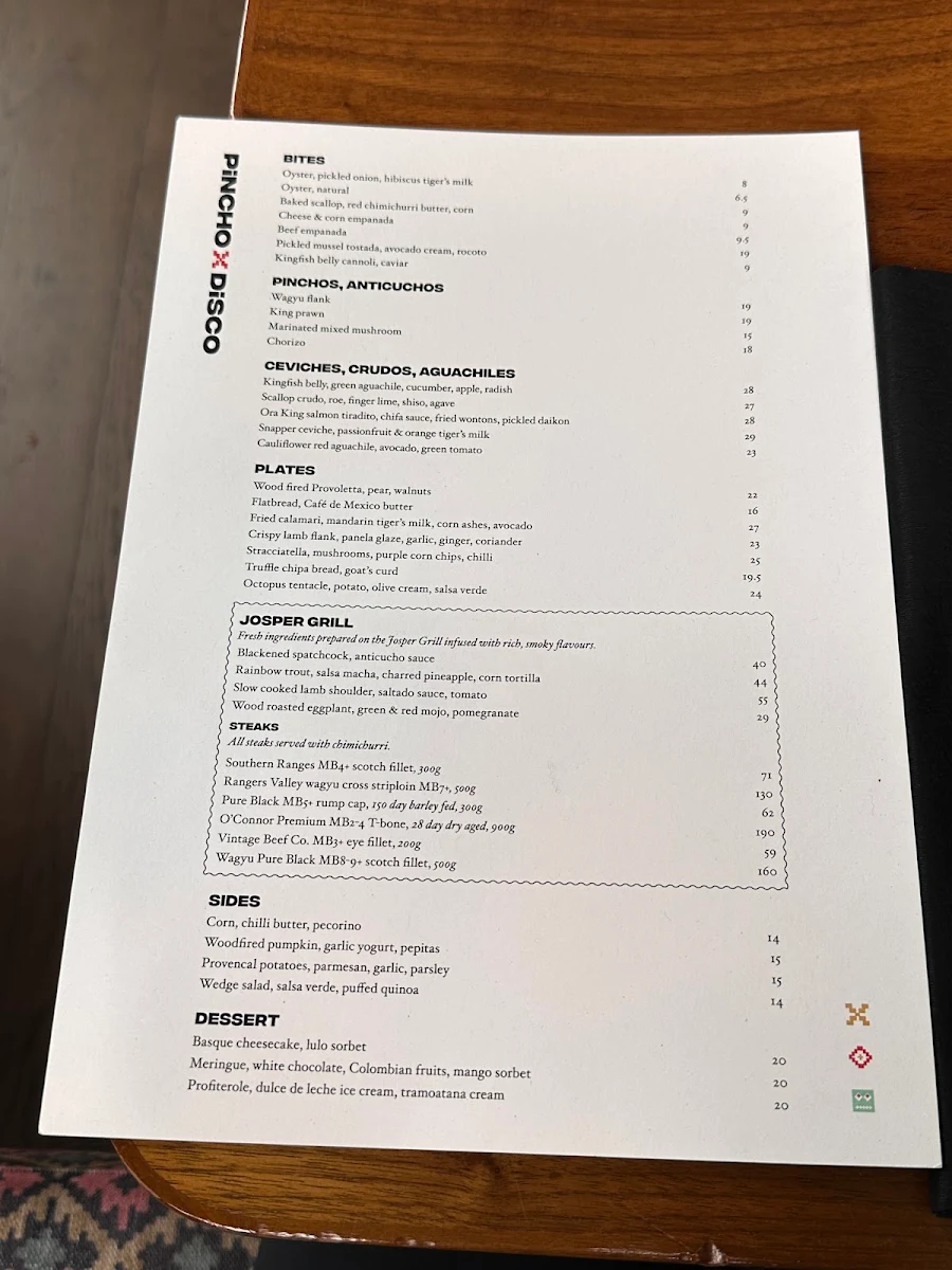 Menu, Pincho Disco
