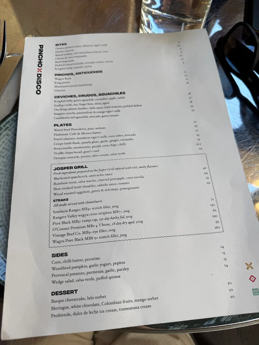 Menu, Pincho Disco