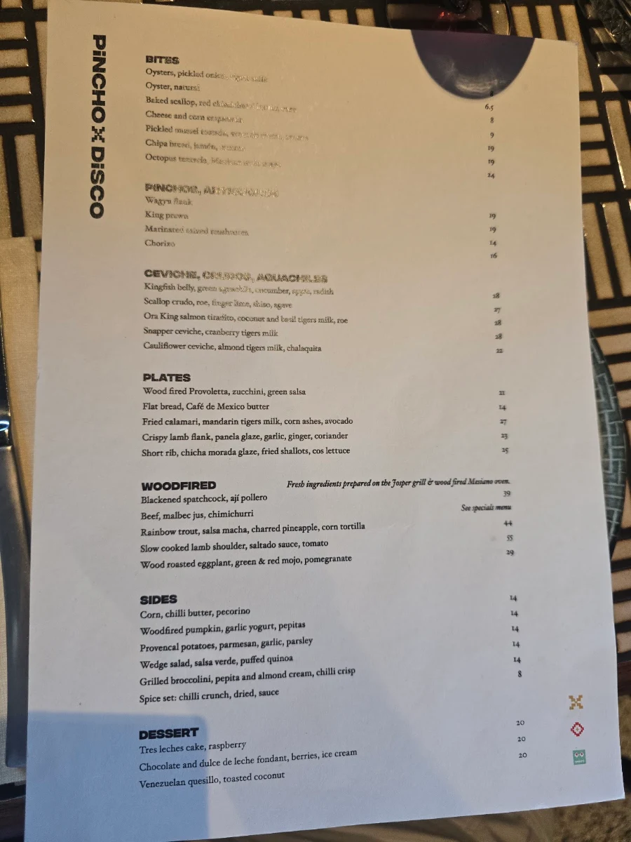 Menu, Pincho Disco