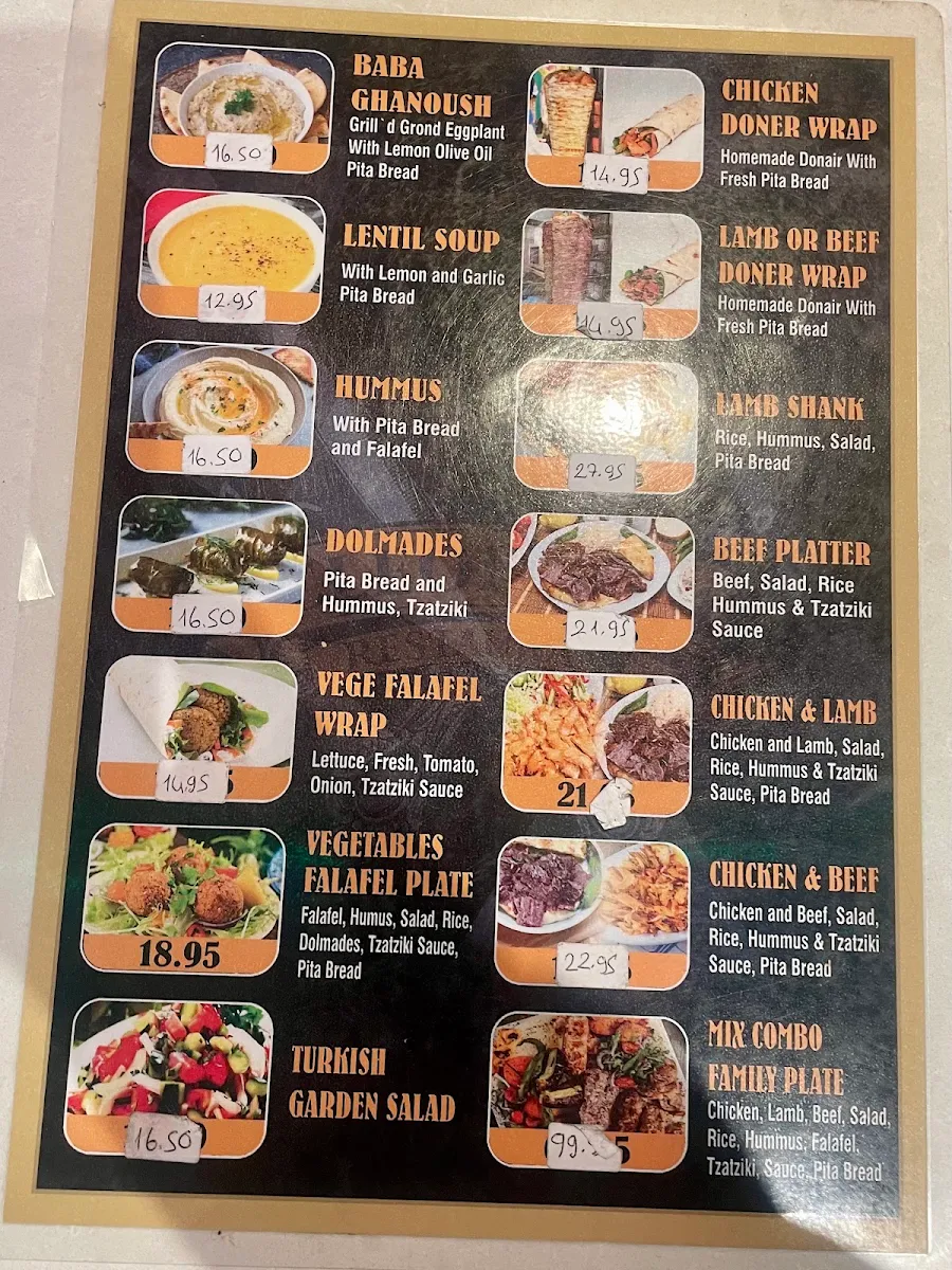 Menu, CLEOPATRA RESTAURANT