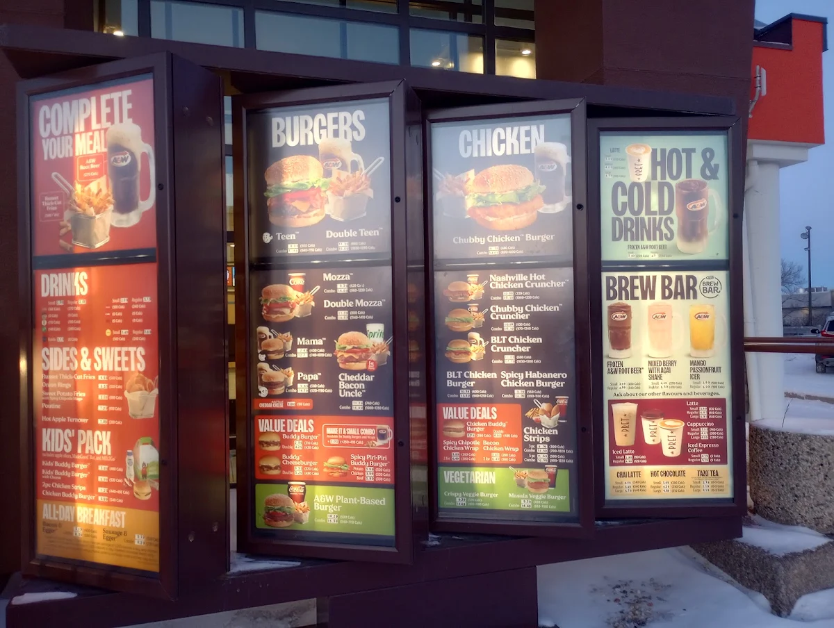 Menu, A&W Canada