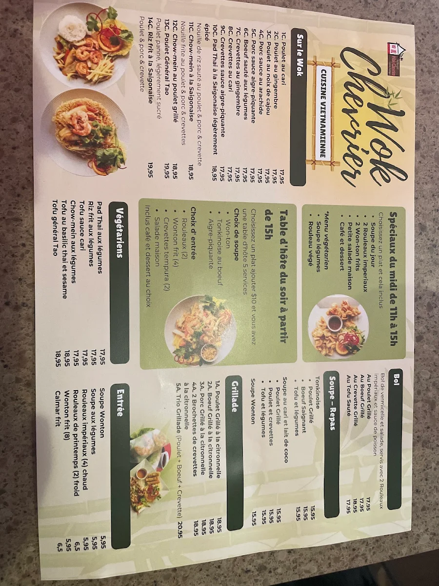Menu, Wok Chevrier