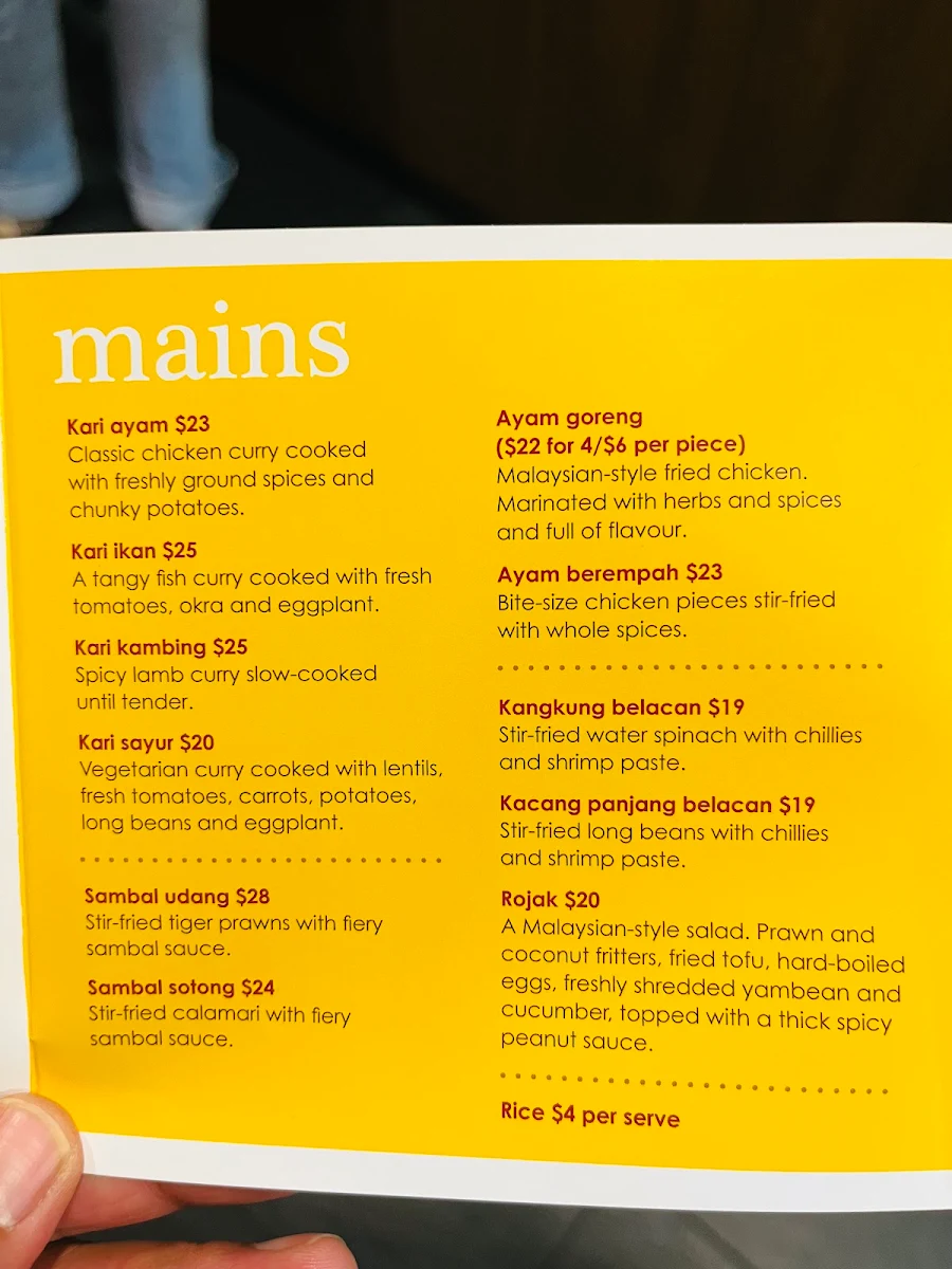 Menu, Mamak Haymarket