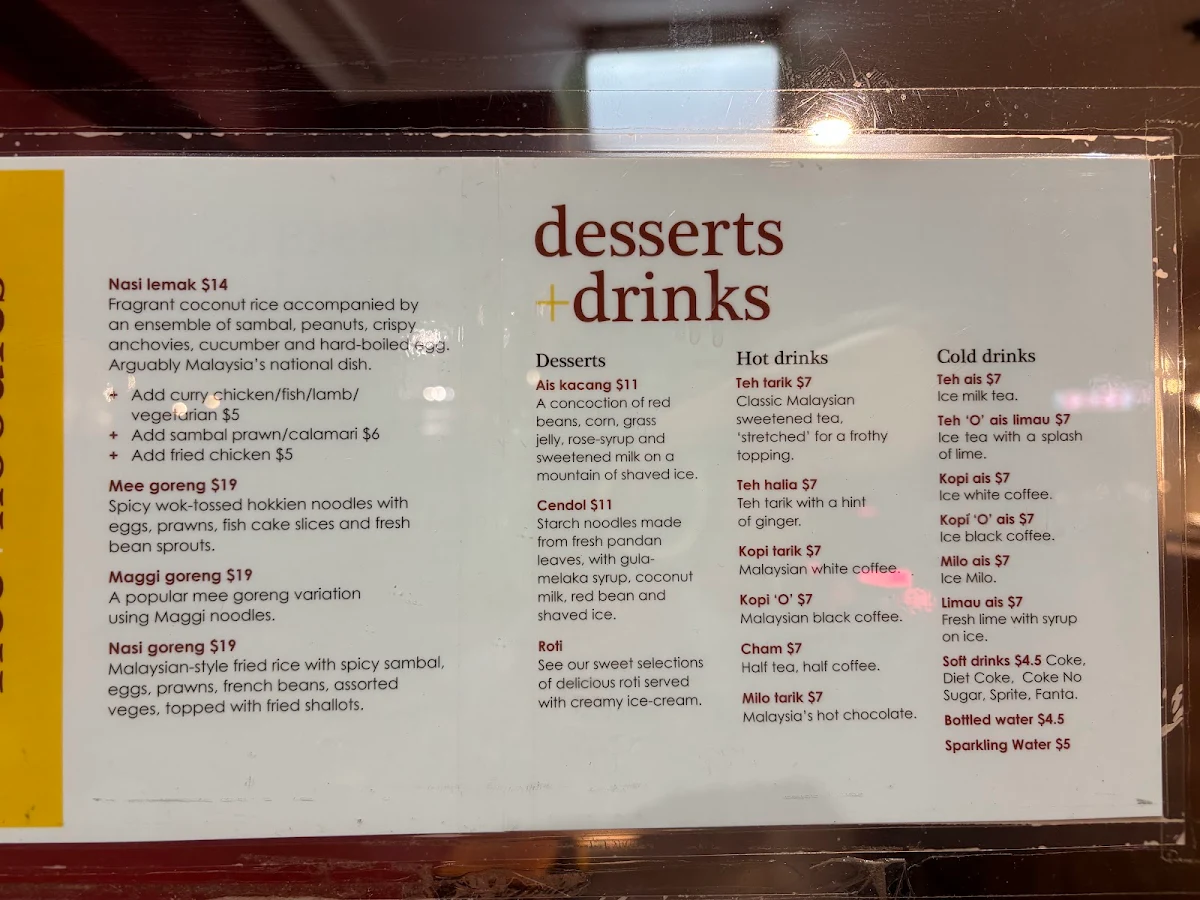 Menu, Mamak Haymarket
