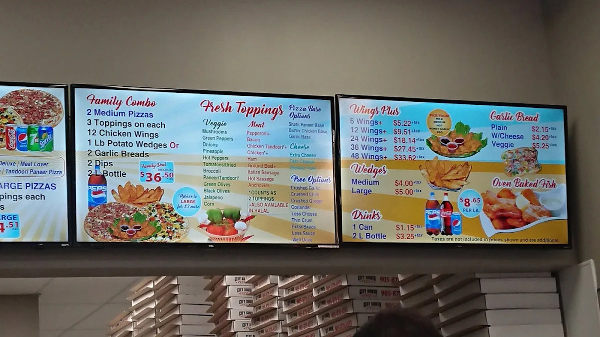 Menu, City South Pizza Milton