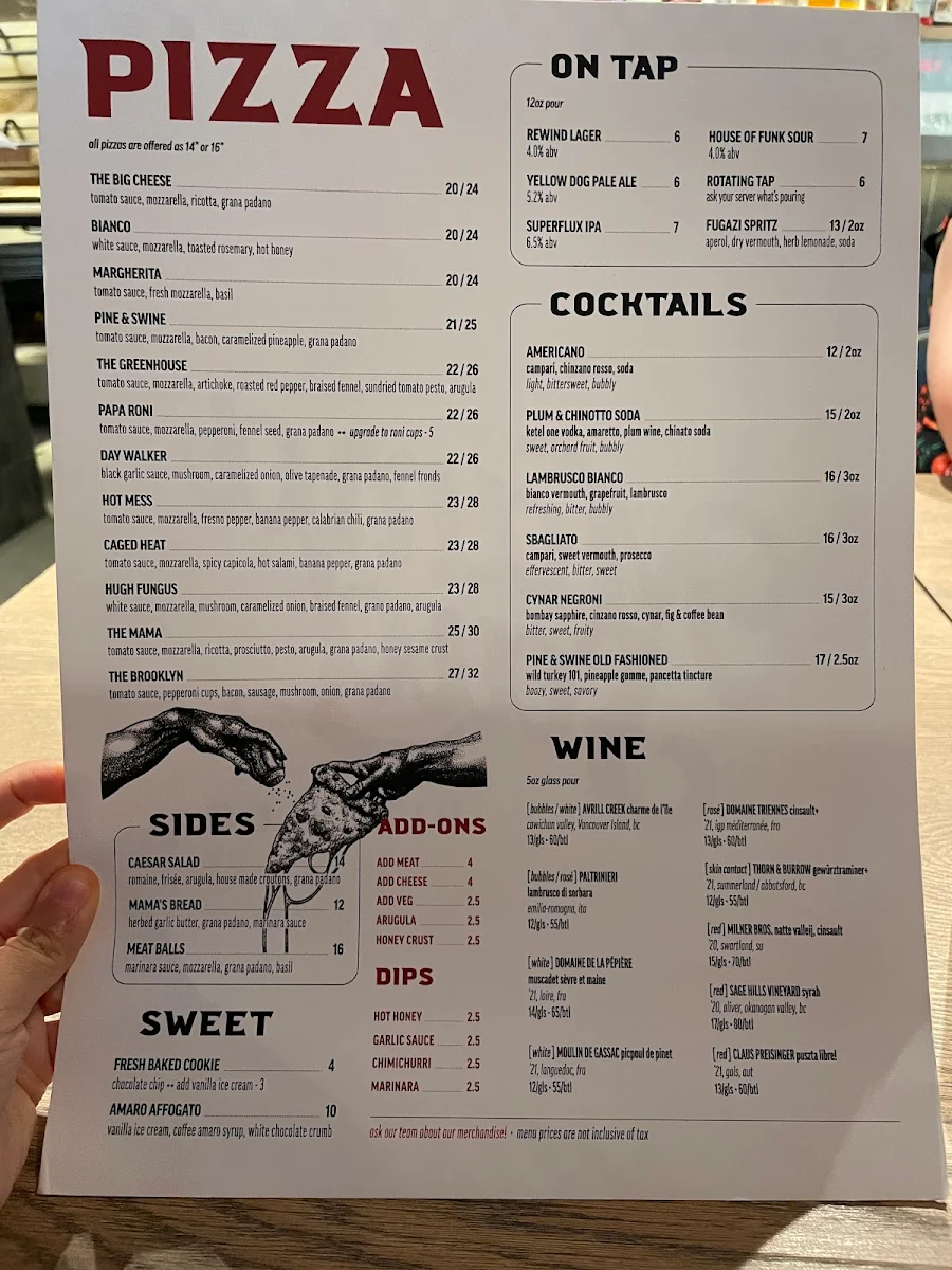 Menu, Mama Said Pizza Co.