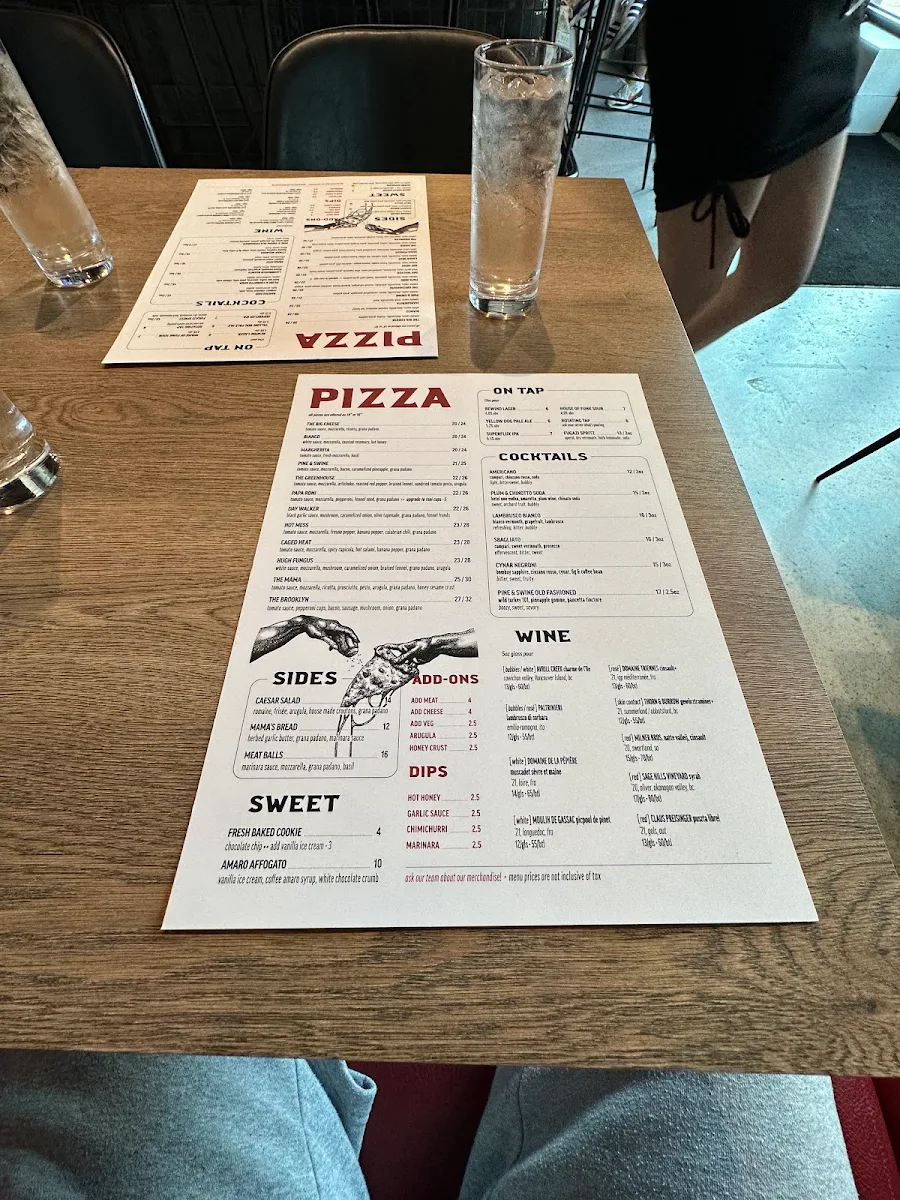 Menu, Mama Said Pizza Co.
