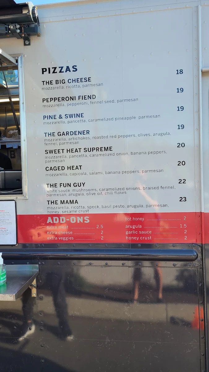 Menu, Mama Said Pizza Co.