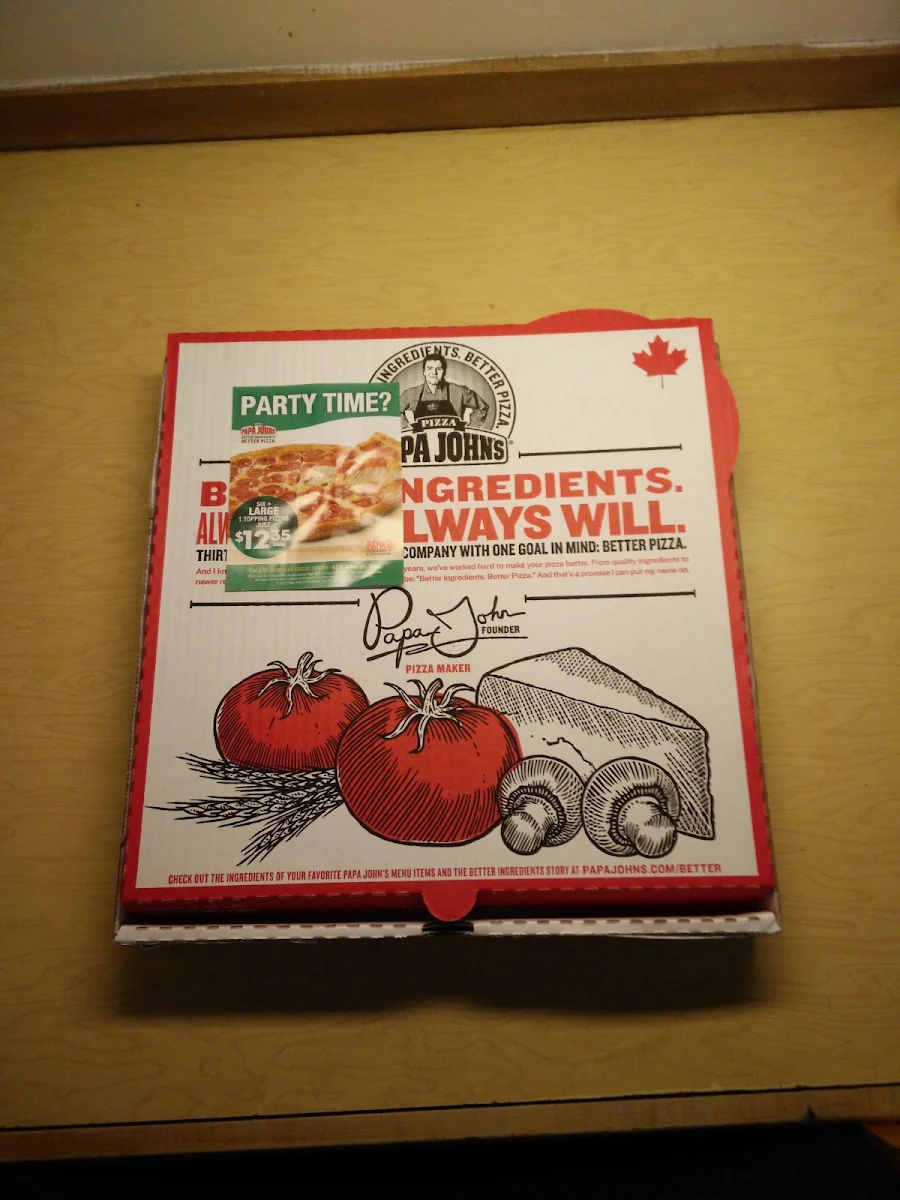 Menu, Papa Johns Pizza