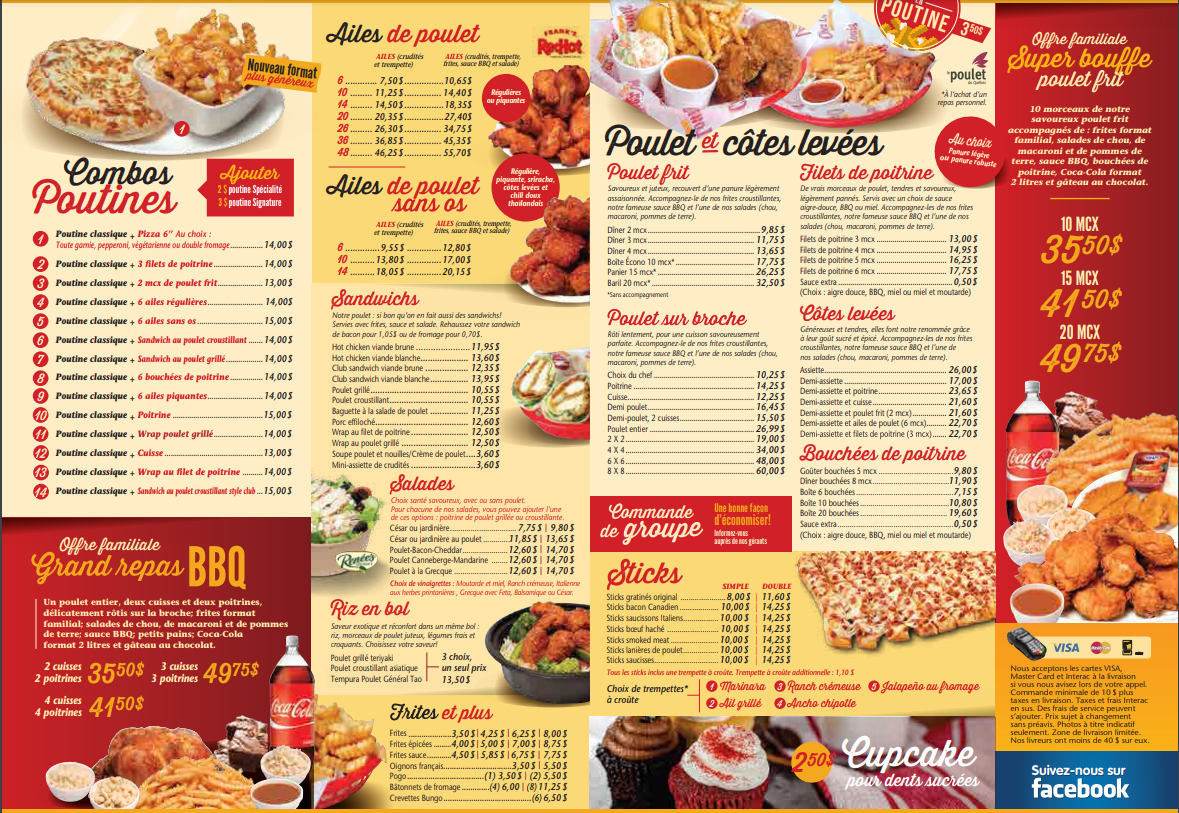 Menu, Chez Louis Poulet Et Pizza