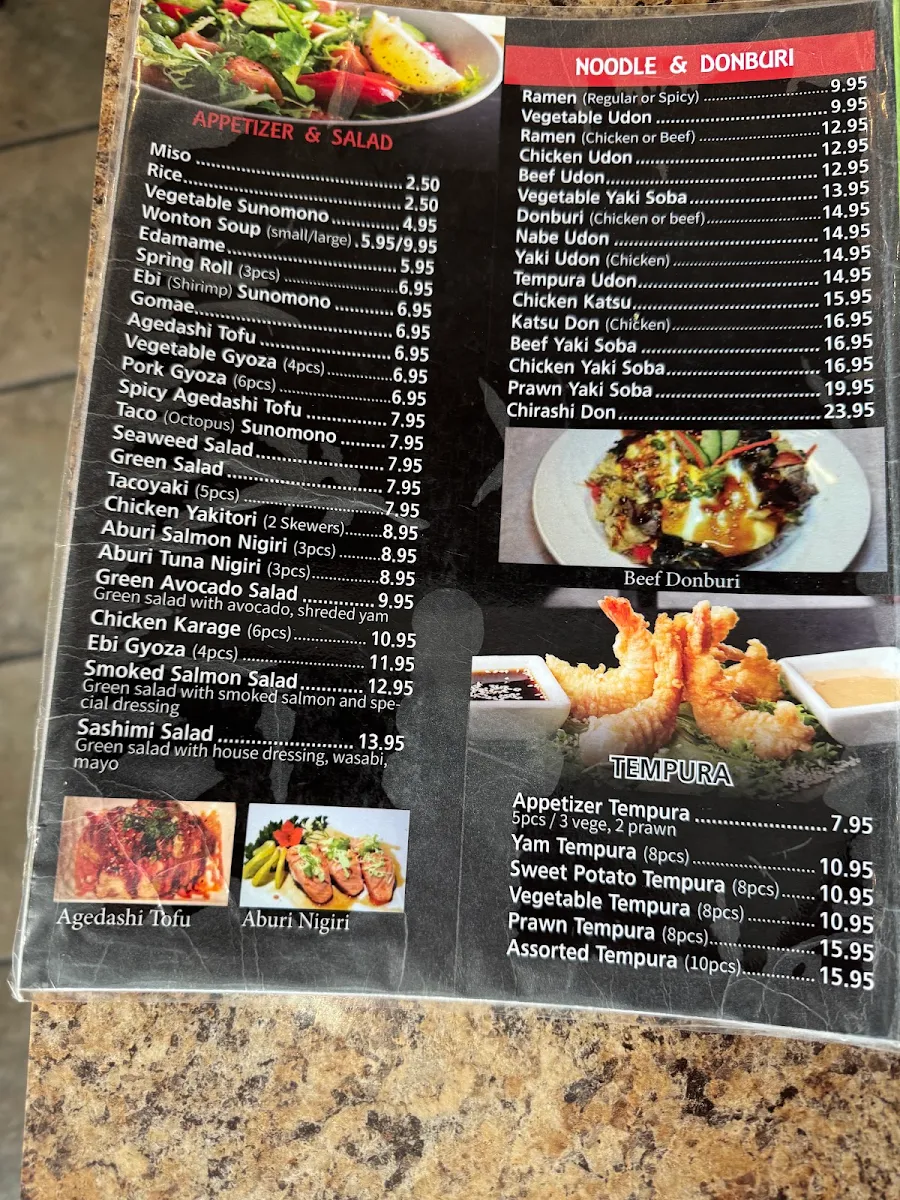 Menu, Bluefin Sushi