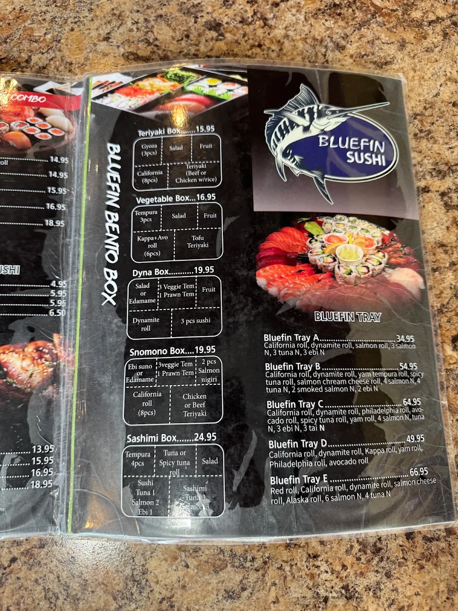 Menu, Bluefin Sushi