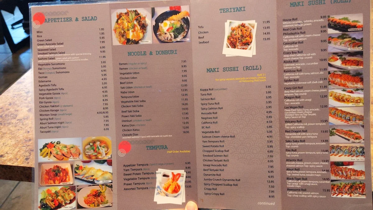 Menu, Bluefin Sushi