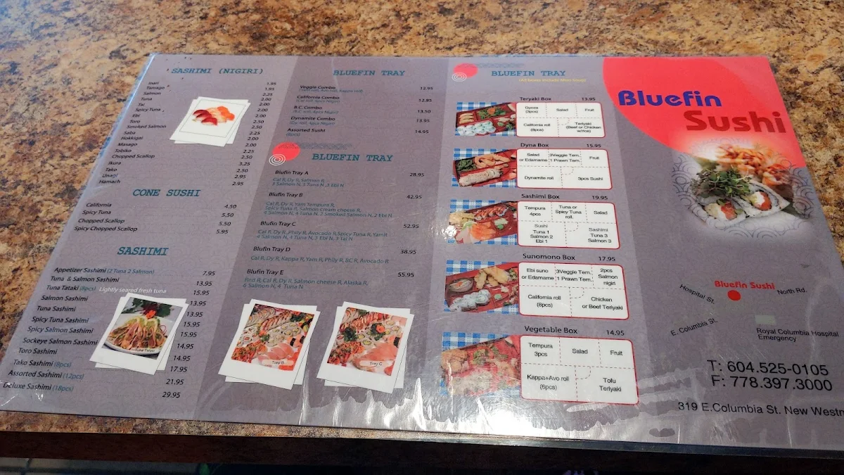 Menu, Bluefin Sushi