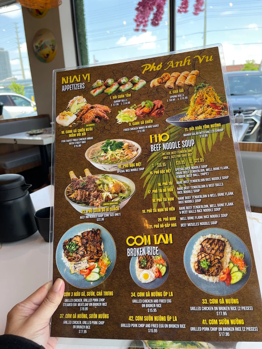 Menu, Pho Anh Vu Vaughan