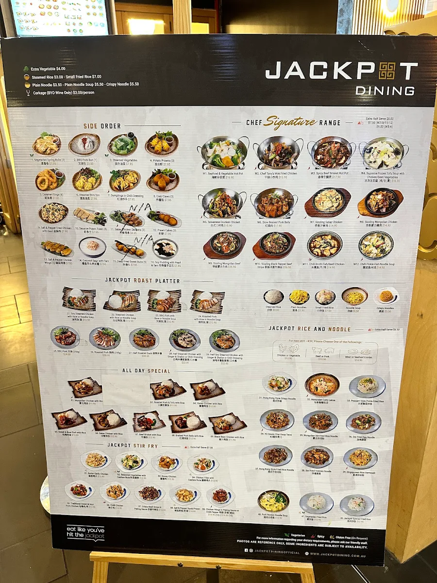 Menu, Jackpot Dining