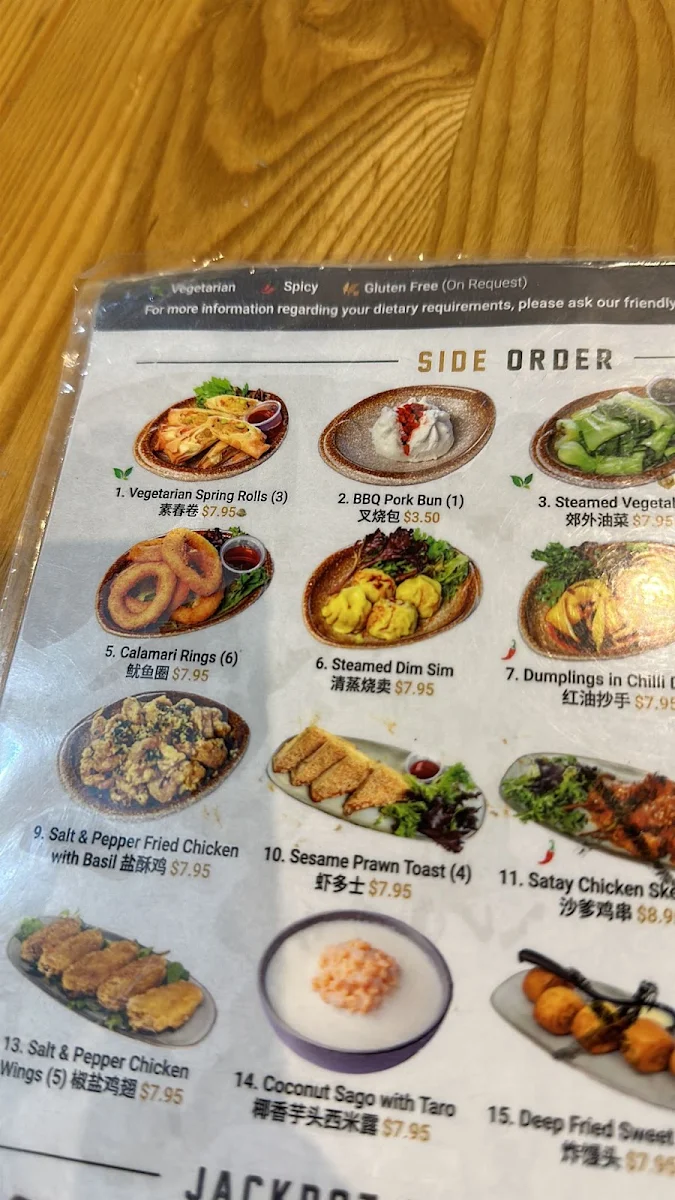 Menu, Jackpot Dining