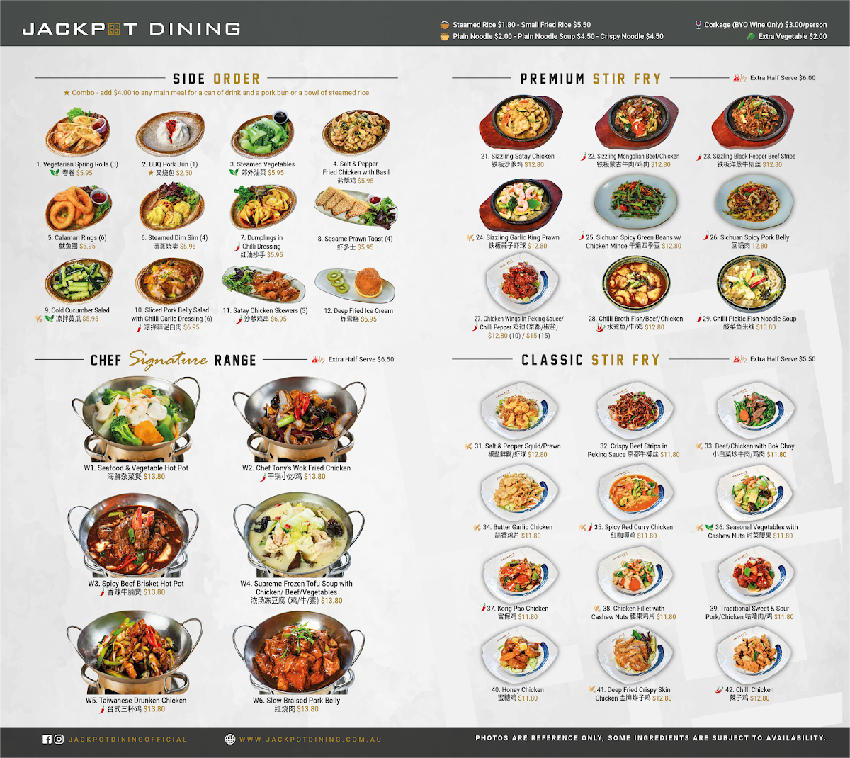 Menu, Jackpot Dining