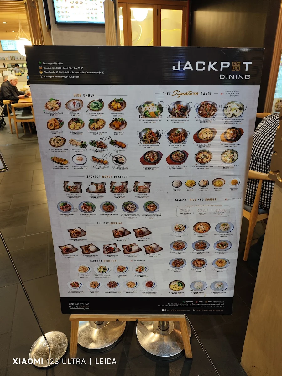 Menu, Jackpot Dining