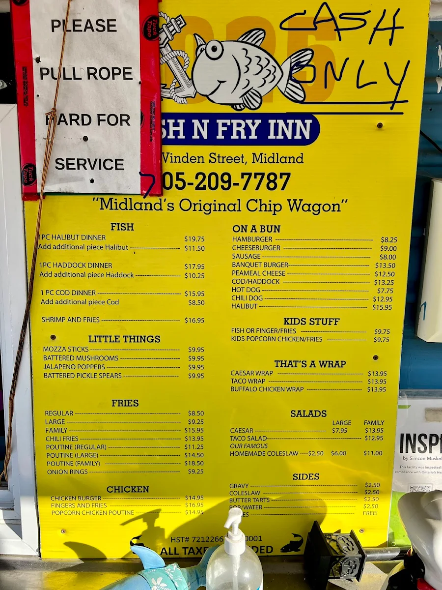 Menu, Fish N' Fry Inn