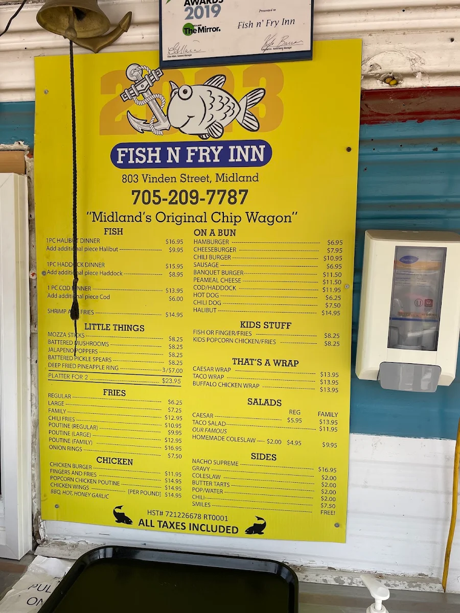 Menu, Fish N' Fry Inn