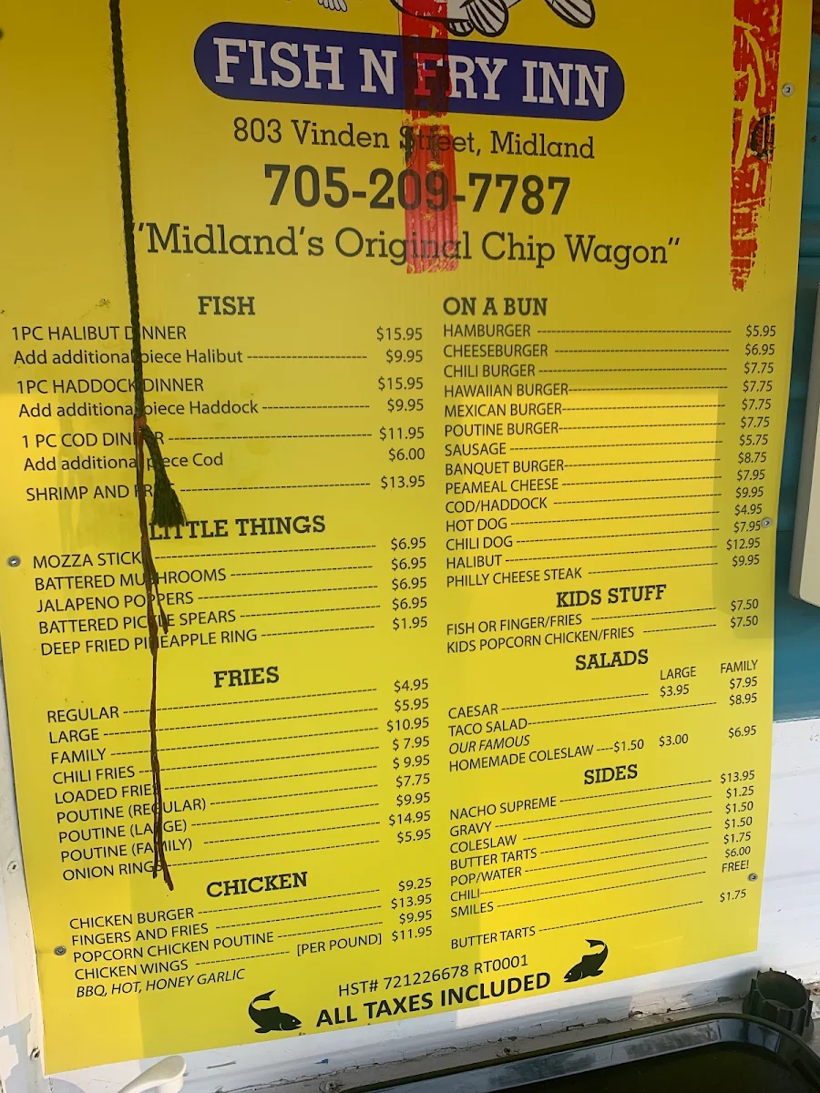 Menu, Fish N' Fry Inn
