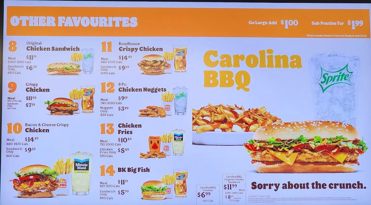 Menu, Burger King