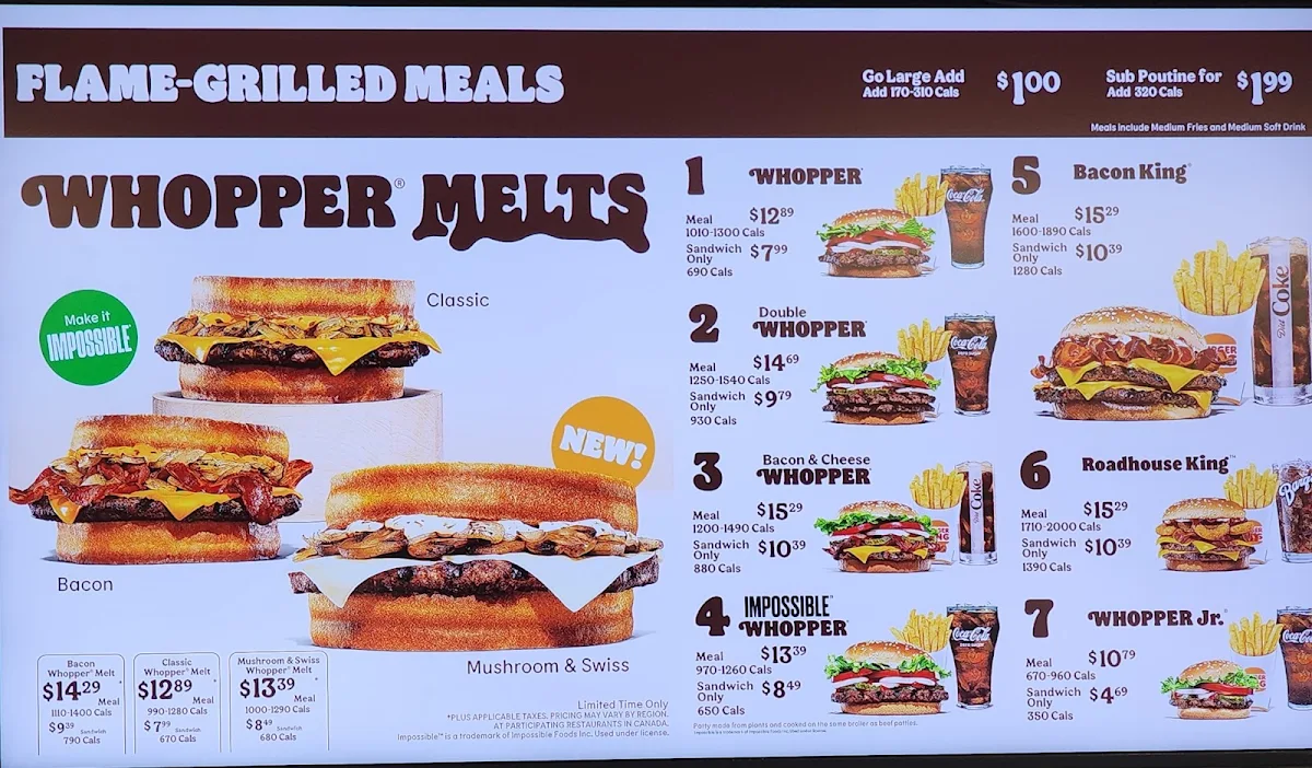 Menu, Burger King