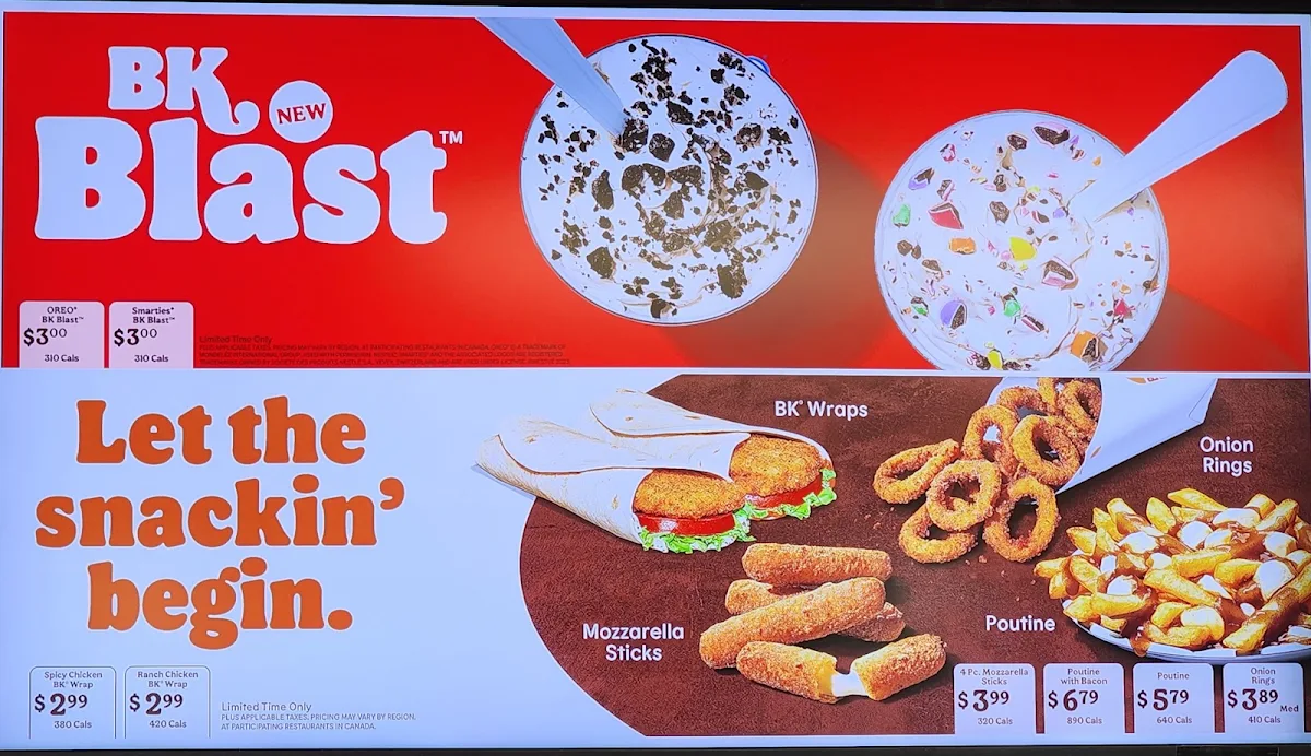 Menu, Burger King
