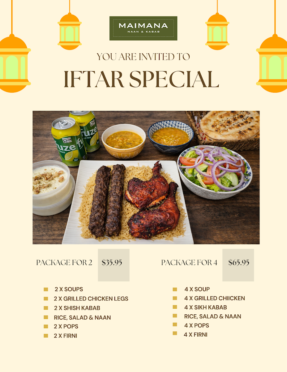 Menu, Maimana Naan and Kabab