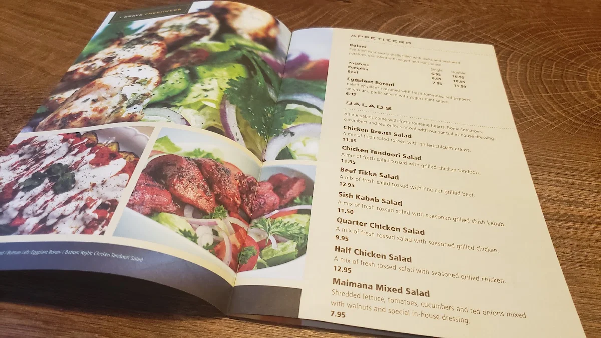 Menu, Maimana Naan and Kabab