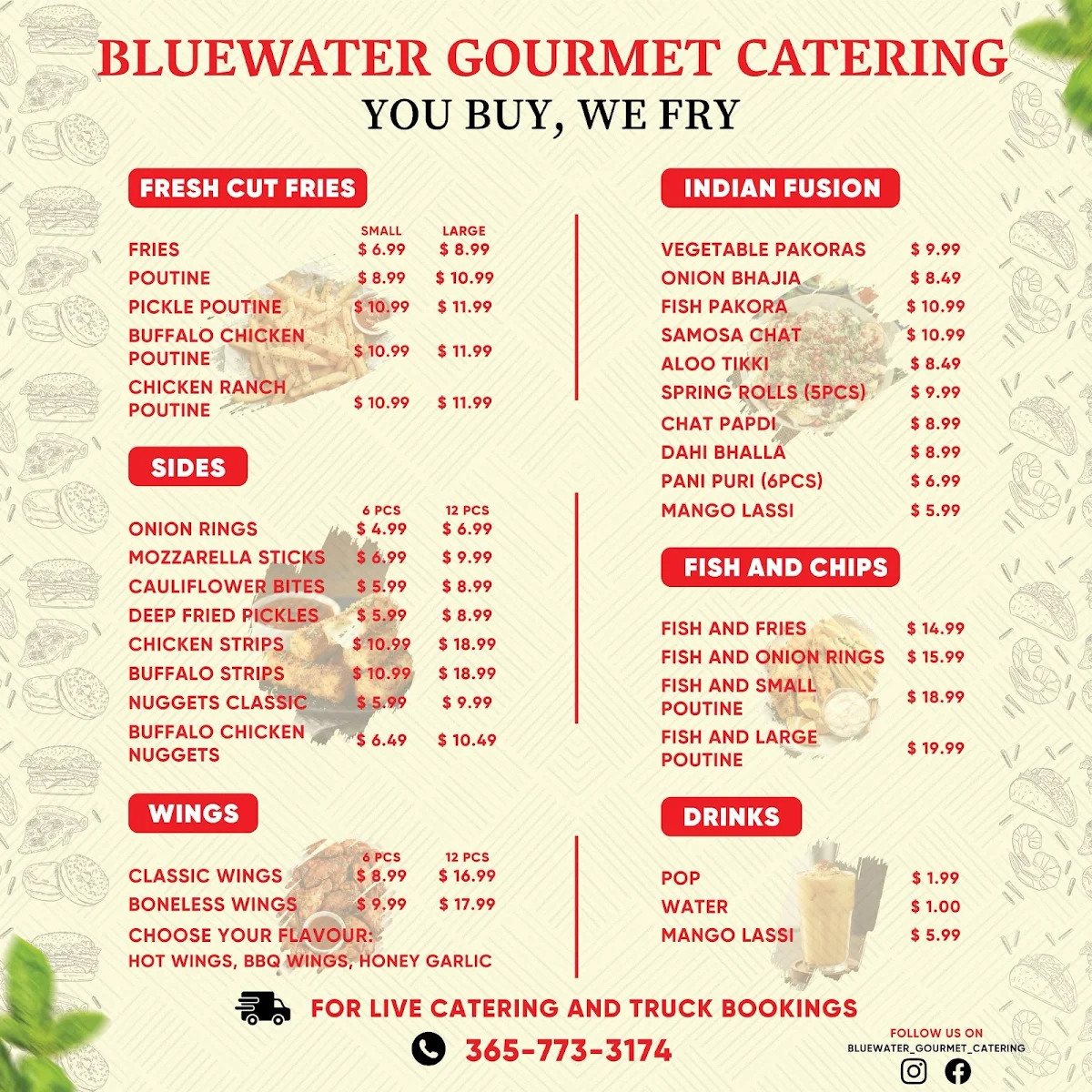 Menu, Bluewater Gourmet Catering