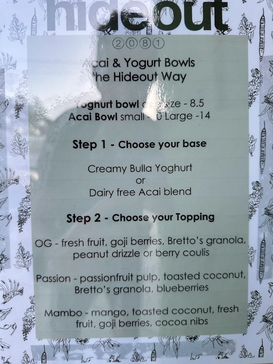Menu, Hideout 2081