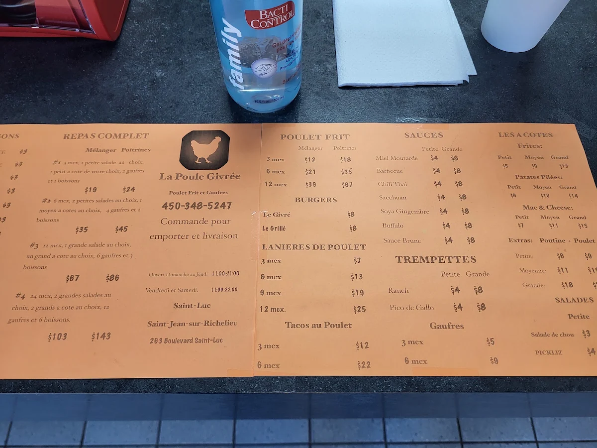 Menu, La Poule Givrée
