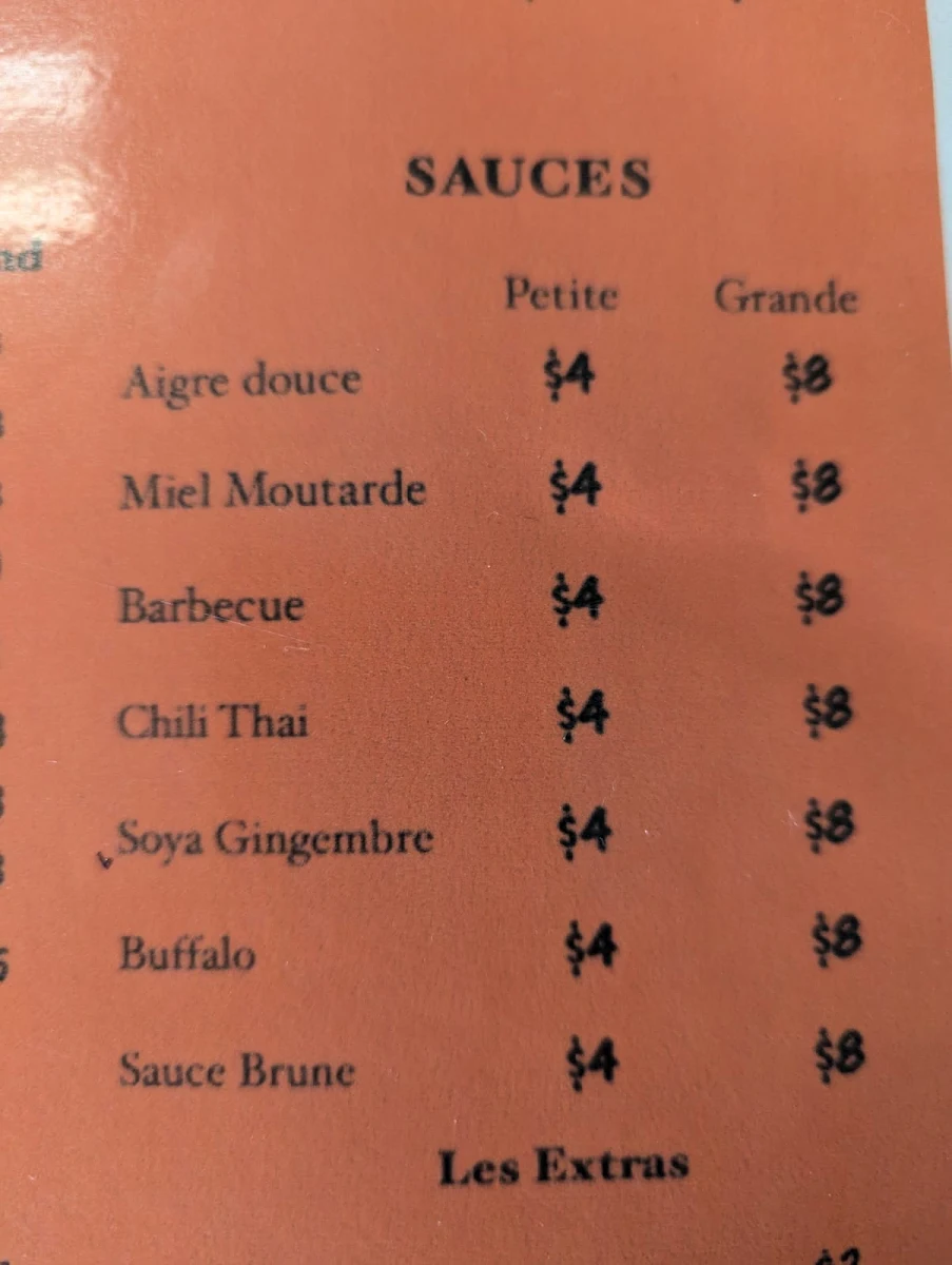 Menu, La Poule Givrée