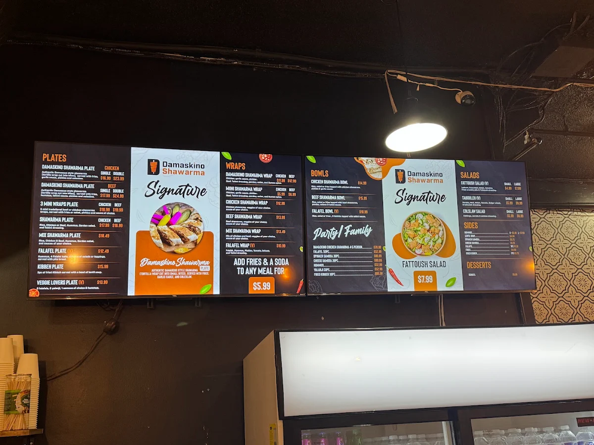 Menu, Damaskino Shawarma