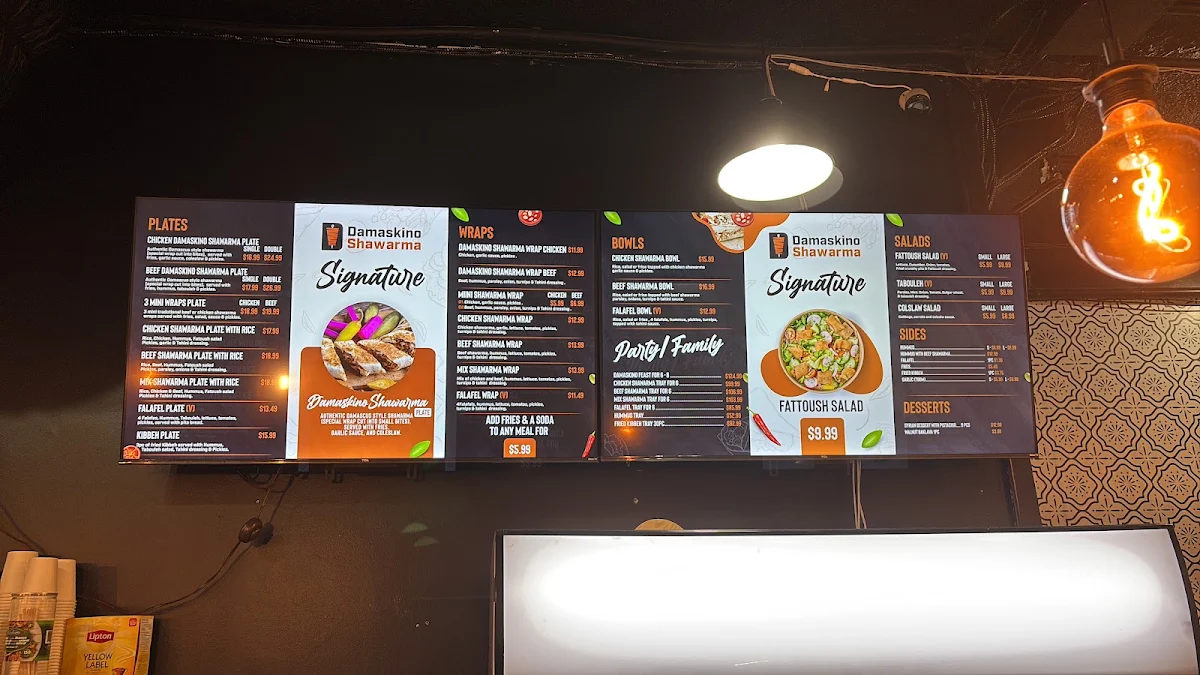 Menu, Damaskino Shawarma