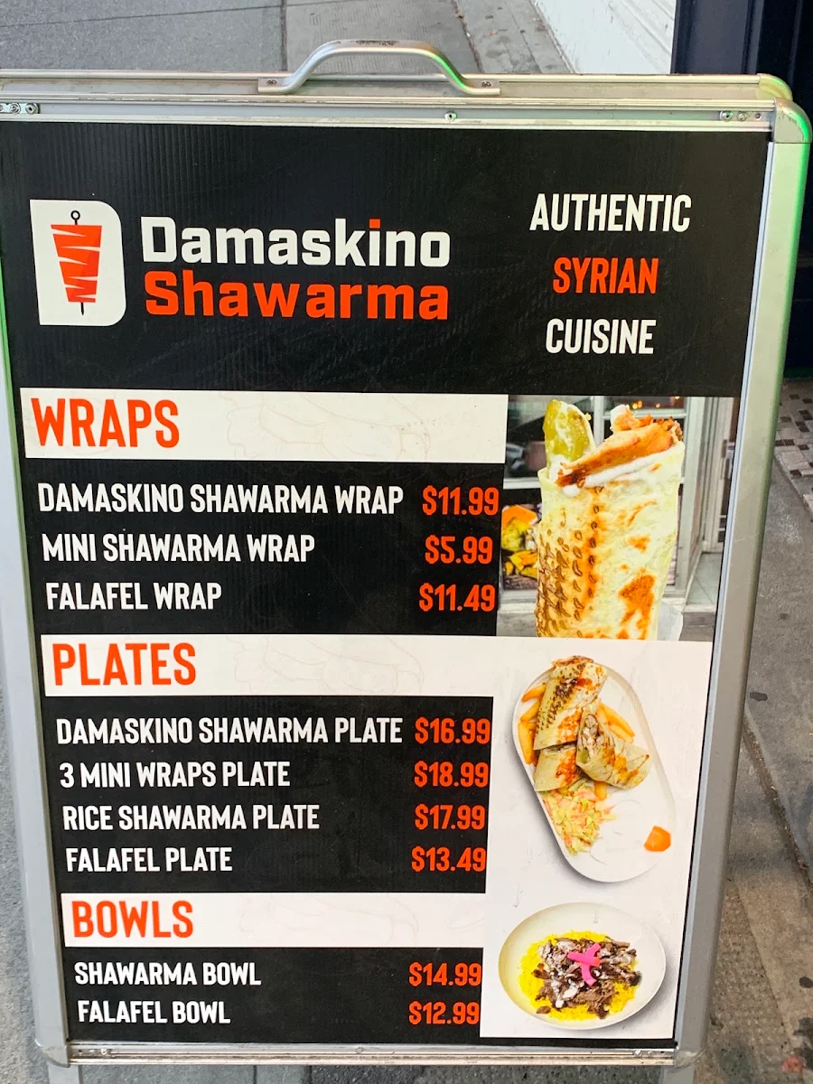 Menu, Damaskino Shawarma